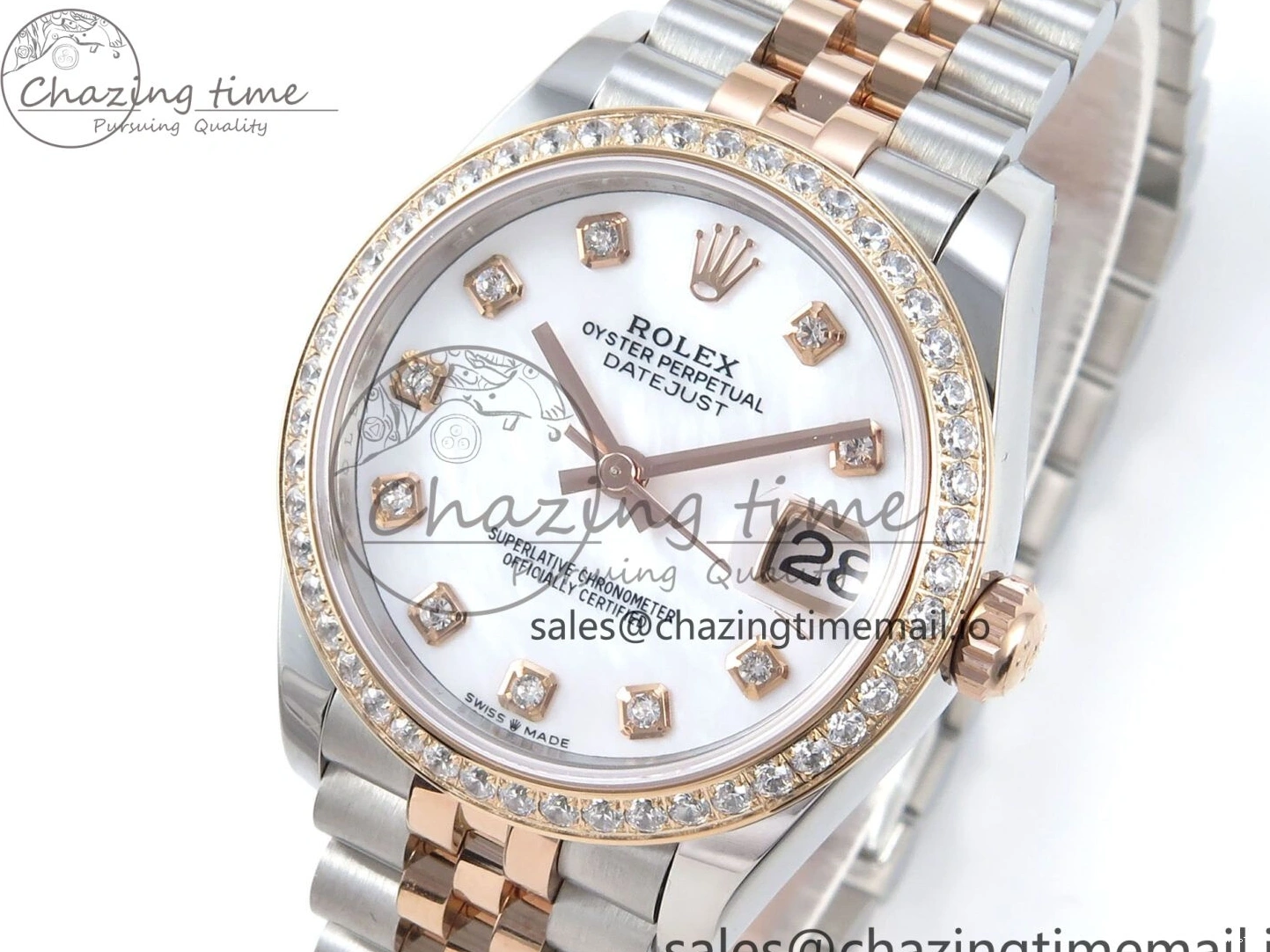 MiroTime 0324 DateJust 31 278381RBR ARF 1:1 Best Edition 904L Steel White Diamonds Dial Diamonds Bezel on SS RG Jubilee Bracelet ETA Versatile 392